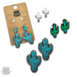 Turquoise and Silver Cactus Earring 3 Piece Set