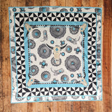 Turquoise Concho Longhorn Print Silky Wild Rag | Black/Ivory/Turquoise
