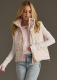 Light Pink Floral Puffer Vest