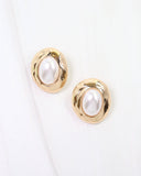 Newberg Oval Pearl Post Earrings – Gold