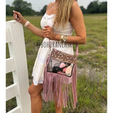 Hand Tooled Leather Clear Purse Crossbody Concert Game Day Pink