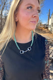 Turquoise Bit Necklace - Western Silver Snaffle Cowgirl Jewelry