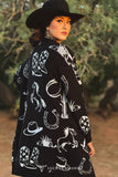 Black & Ivory Western Knit Cardigan with Pockets