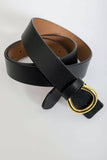 Minimalist Leather Gold Horseshoe Belt – Black