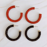 Retro Bling Crystal Hoop Earrings Red