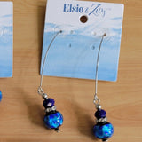 Blue Glass Bead Hook Dangle Earring