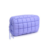 Cloud Nine Quilted Puffer Nylon Cosmetic Pouch in Denim