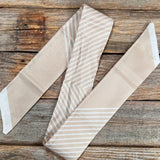 Tan Cream Striped Western Skinny Cowgirl Mini Wild Rag Scarf Necktie