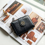Lena Vegan Leather Laser-Cut Wallet | Black