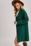 Open Front Knit Layering Sweater Cardigan Hunter Green