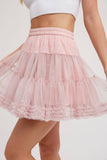Pink Ruffle Tiered Tulle Tutu Mini Skirt