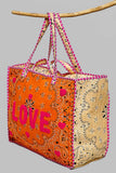 LOVE Bandana Quilted Tote Bag | Orange Multi