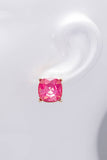 Flamingo Pink Faceted Glass Stud Earrings