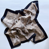 Silky Muse Khaki Paisley Satin Square Scarf