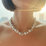Modern Baroque Pearl Necklace - Gold Baroque Pearl Necklace