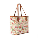 Follow Paradise Tropical Palm Print Tote Bag in Cognac & Canvas