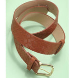 Classic Woven Embossed Vegan Leather Belt Brown