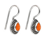 Orange Mohave Turquoise Dangle Earrings | 925 Sterling Silver Boho Artisan