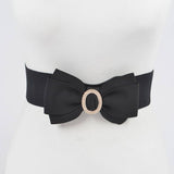 Rhinestone Bow Buckle Stretch Belt – Black