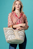 Ruggine Myth Floral Printed Woven Jute Tote Shopper Bag