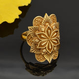 Large Mandala Ring | 6-Petal Layered Design | Bronze | Artisan