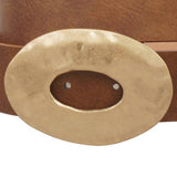 Plus Size Cognac Belt with Hammered Oval Buckle