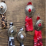 Concho Rodeo Western Cowgirl Earrings Red Bandana