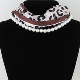 Double Fabric Stone Beaded Choker Necklace – Leopard
