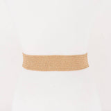Straw Wide Dual Buckle Elastic Belt - Khaki/Gold