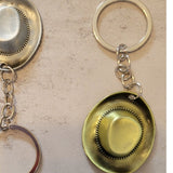Gold-Tone Cowboy Hat Metal Keychain