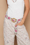 Pink Floral Print Buckle Belt