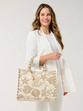 Coastal Jacquard Tote | Beige | Ocean Motif