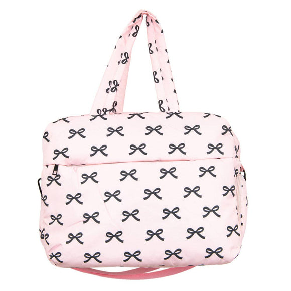 Black Pink Mini Coquette Bows Duffle Weekender Bag