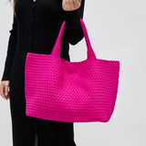 Sky's The Limit Large Woven Neoprene Tote | Fuchsia