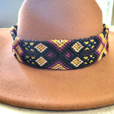 Purple Brown Black Tan Gold Woven Braided Western Aztec Adjustable Hat Band