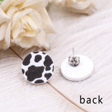 Cow Print Western Round Stud Earrings