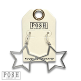 Matte Silver Finish Open Star Dangle Earring