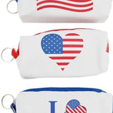 American Flag Heart Vegan Leather On The Go Bag Pouch Keychain