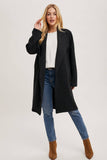 Drape Open Front Collar Coatigan Jacket Black Knit