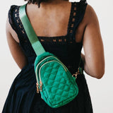 Pinelope Quilted Puffer Puffy Sling Bag Bum Bag Emerald