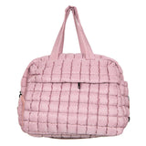 Mauve Quilted Puffer Puffy Travel Duffle Weekender Bag