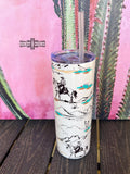 Saguaro Drifter Western 20 oz Stainless Tumbler Cream Black