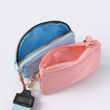 Double Dual Nylon Pouch Wallet Detachable Wristlet Aqua Light Blue