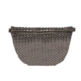 Metallic Gunmetal Silver Woven Crossbody Sling Bum Belt Bag