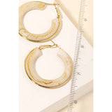 Acrylic Latch Hoop Earrings Ivory and Gold