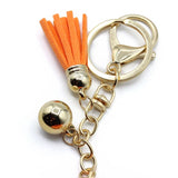 Bling Crystal Orange Black Basketball Tassel Keychain Keyring Bag Purse Charm