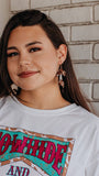 Take Me To The Rodeo Cow Print Dangle Earrings