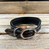 Red and Blue Genuine Leather Beaded Dog Collar Small