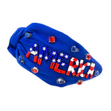 America Patriotic Beaded Knot Headband