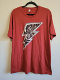 The American Storm Lightning Bolt T-Shirt Black Lightning on Dark Red Tee